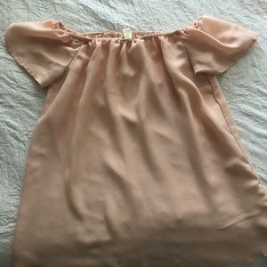 Off the shoulder silky peach top